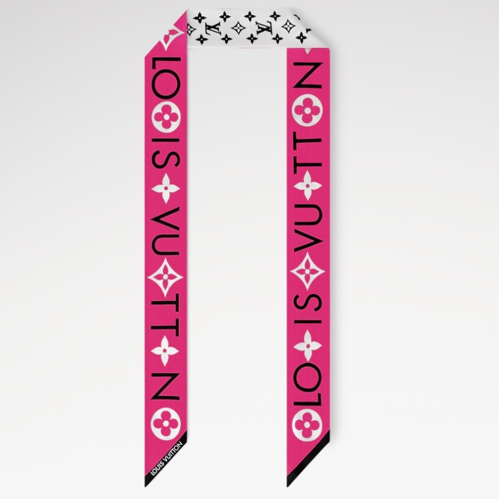 NEW WITH TAGS! Louis Vuitton Silk Monogram Infinity BB Bandeau Pink/Black